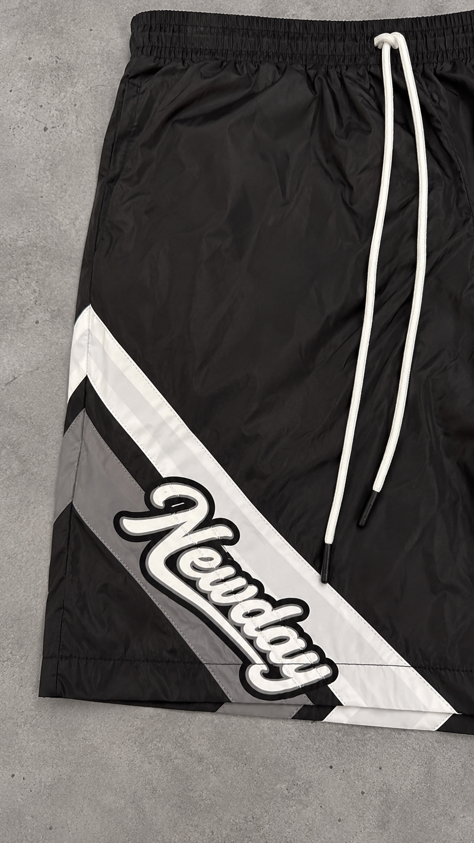 Chevron Panel Nylon Shorts (Black)
