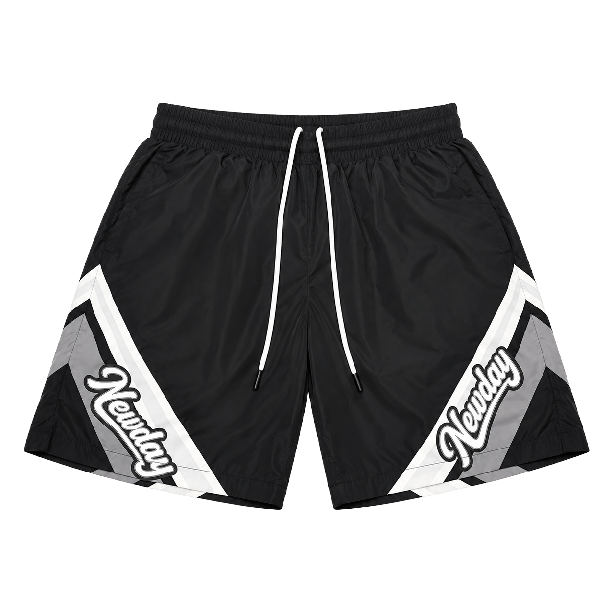 Chevron Panel Nylon Shorts (Black)