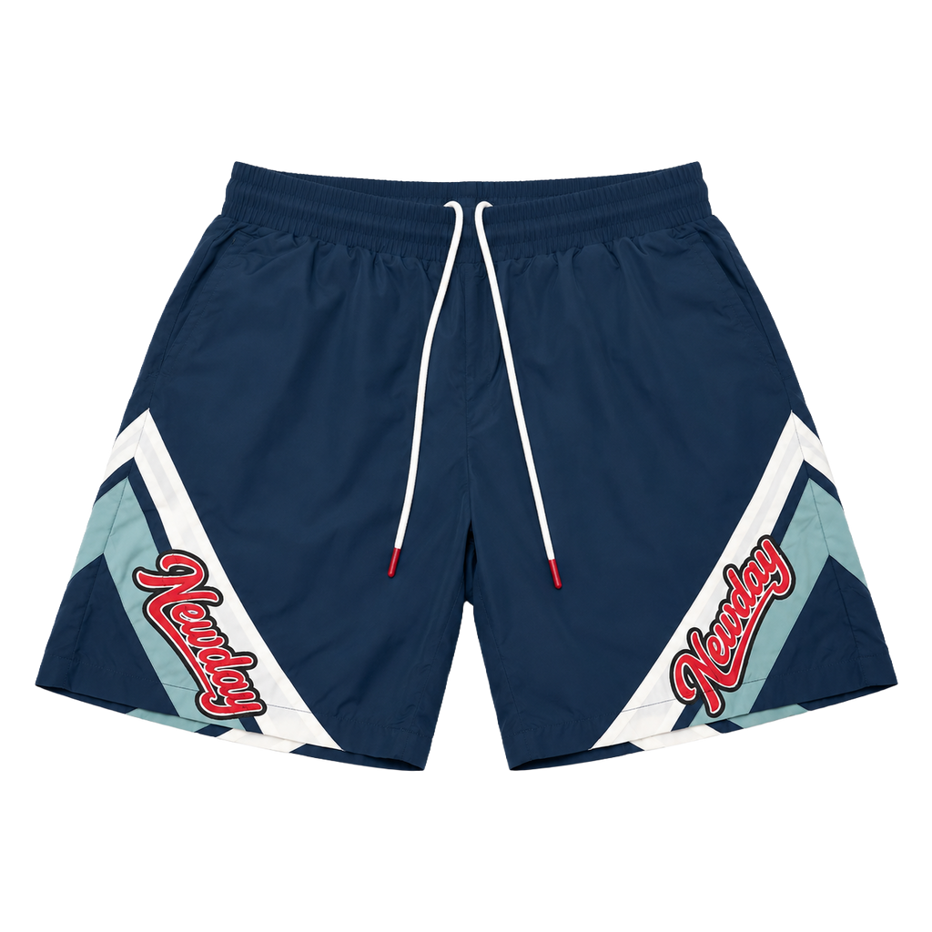 Chevron Panel Nylon Shorts (Navy)